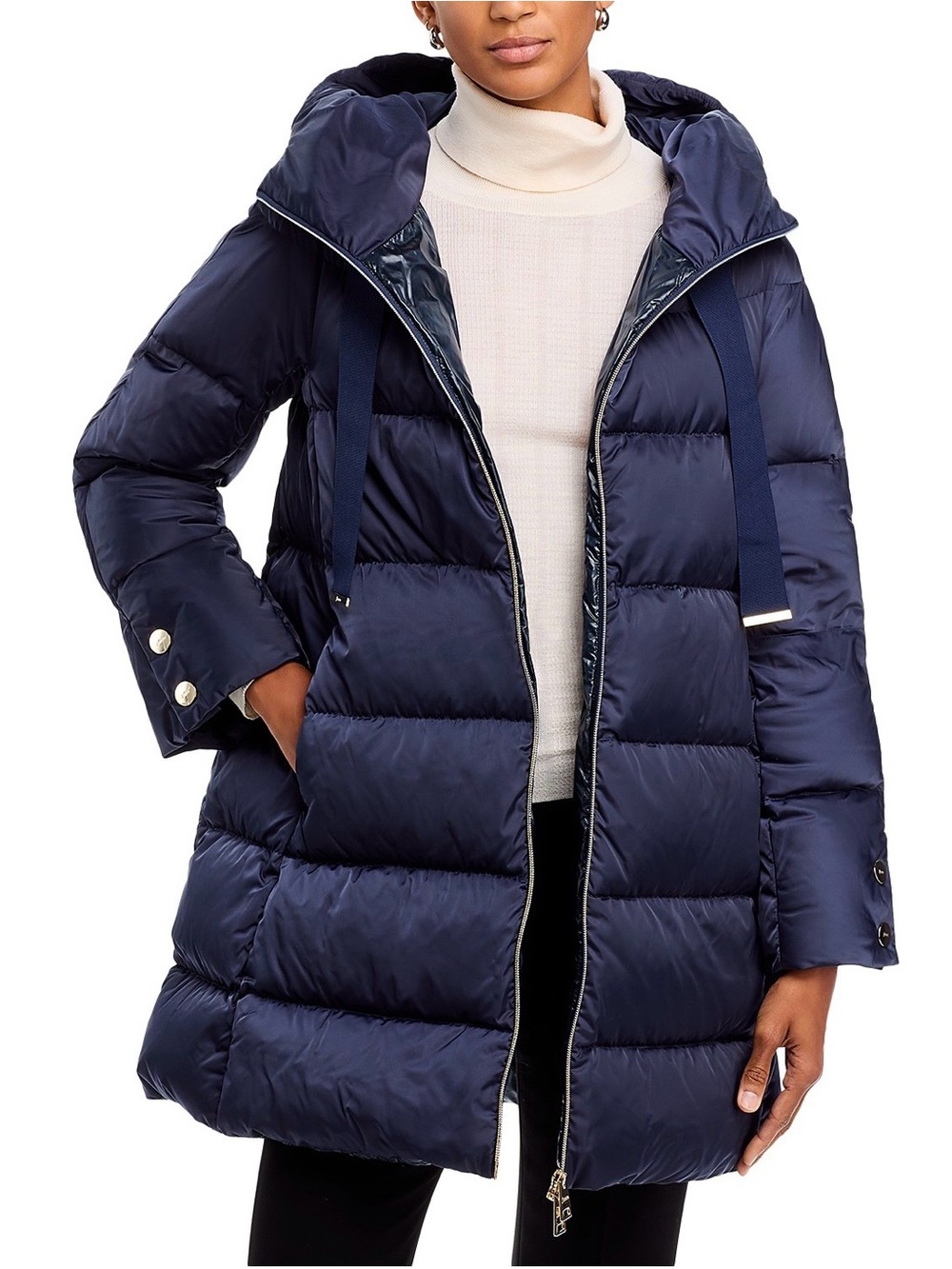 NWT HERNO Sateen Quilted A Line Coat